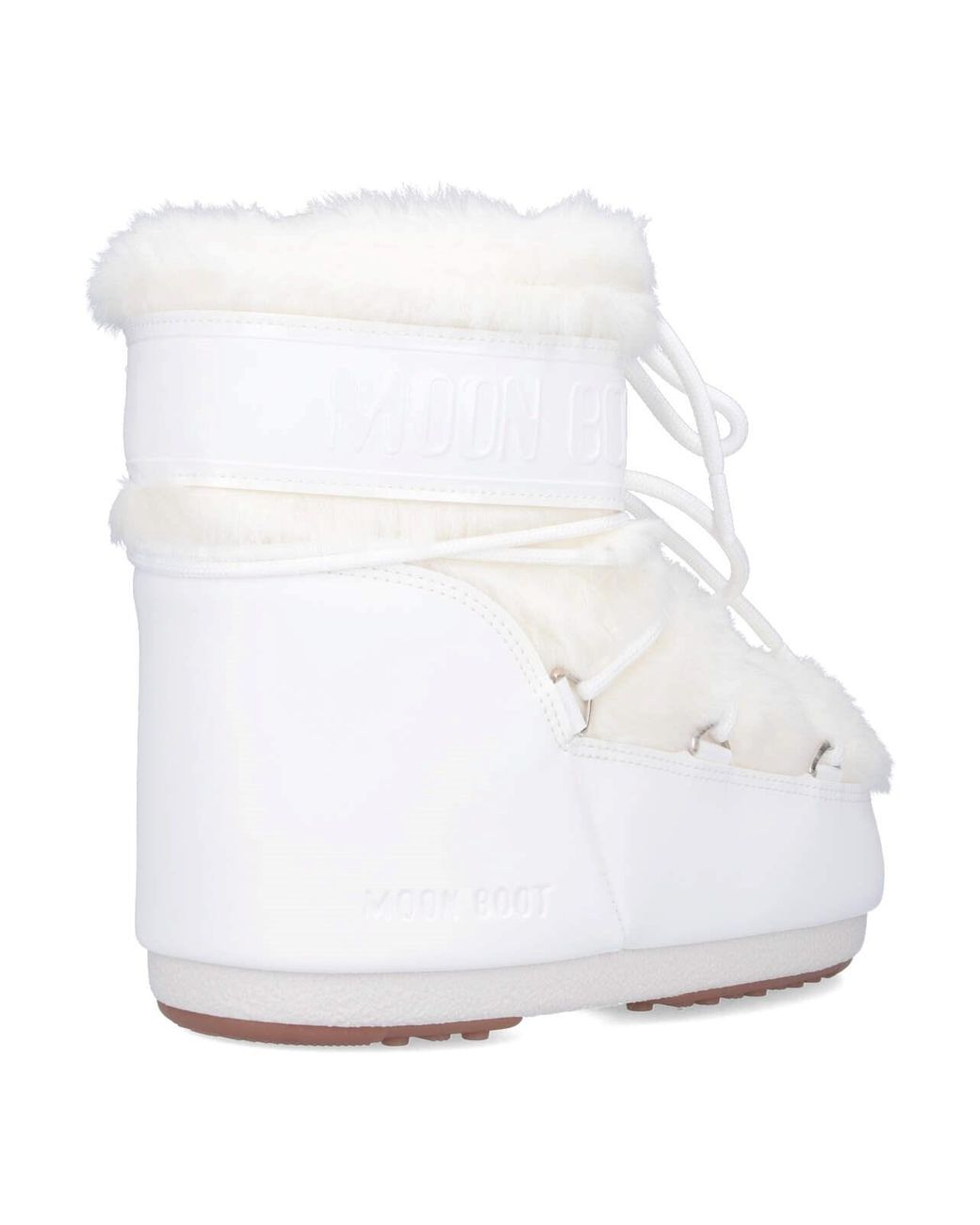Moon Boot White Faux Fur Ankle Boots "icon Low"