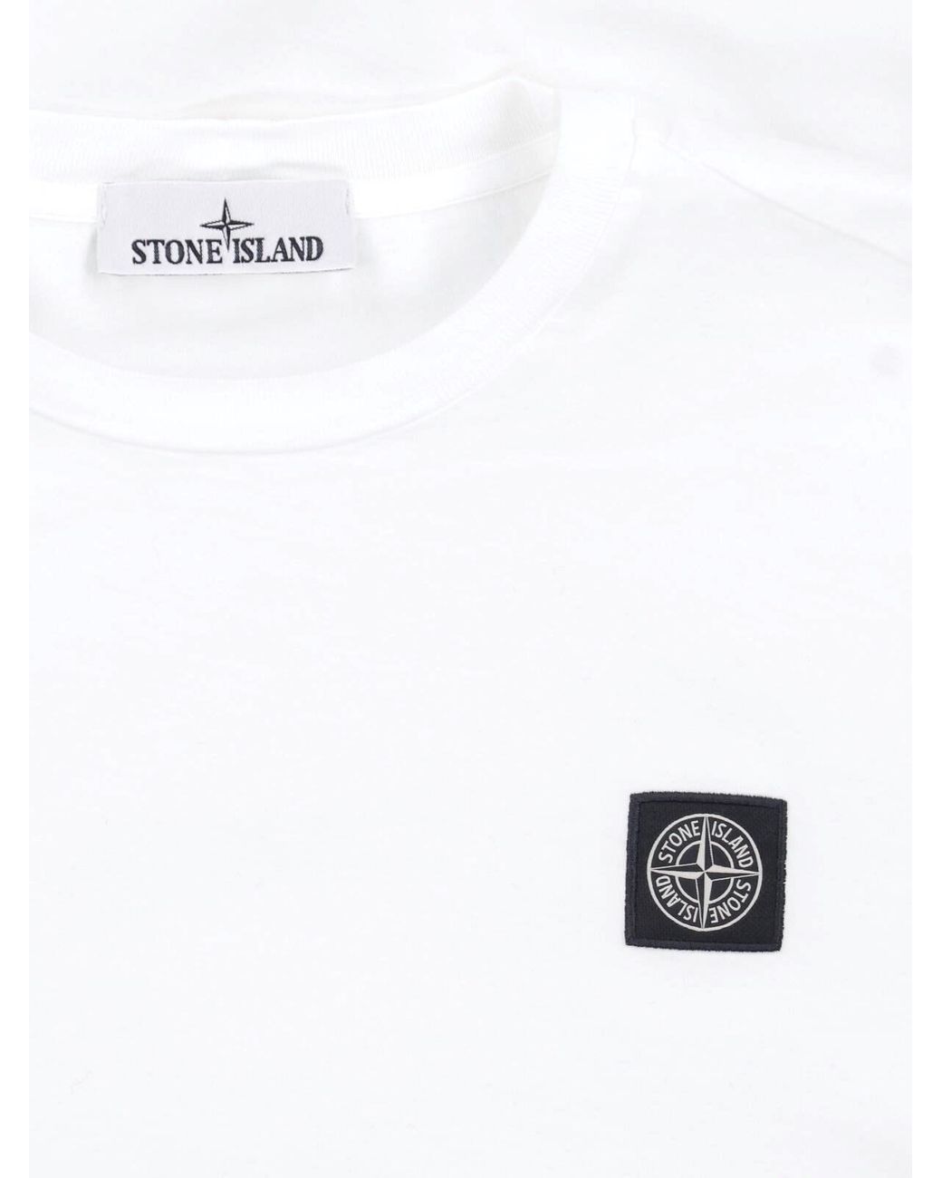Stone Island White T-Shirt Logo for men