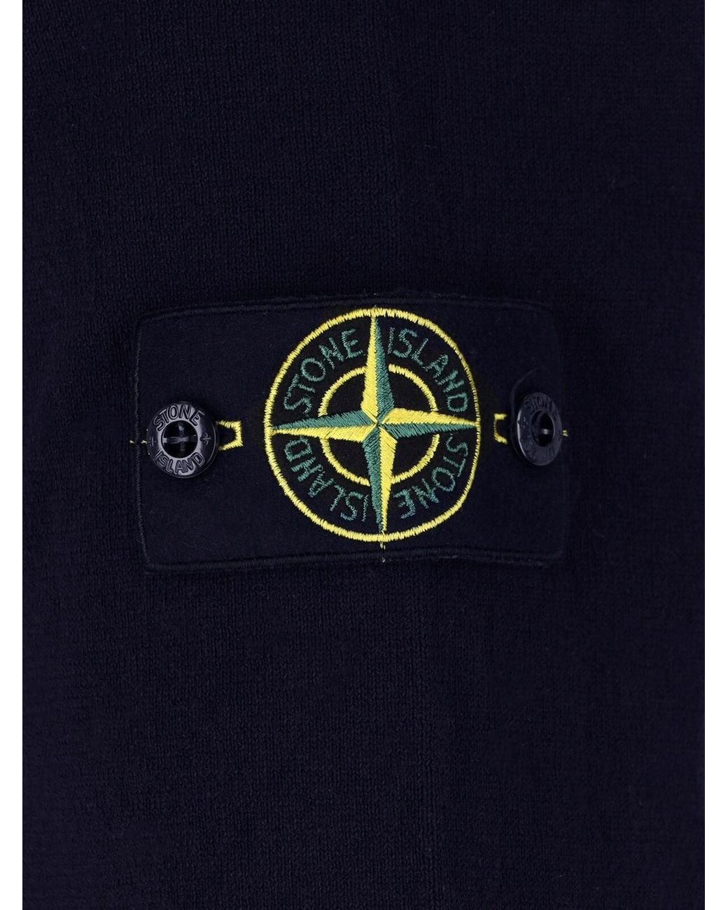 Stone Island Blue Cotton Sweater "Compass" for men