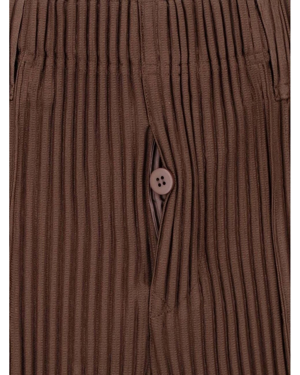 Homme Plissé Issey Miyake Brown Homme Plissé Issey Miyake Pleated Polyester Trousers for men