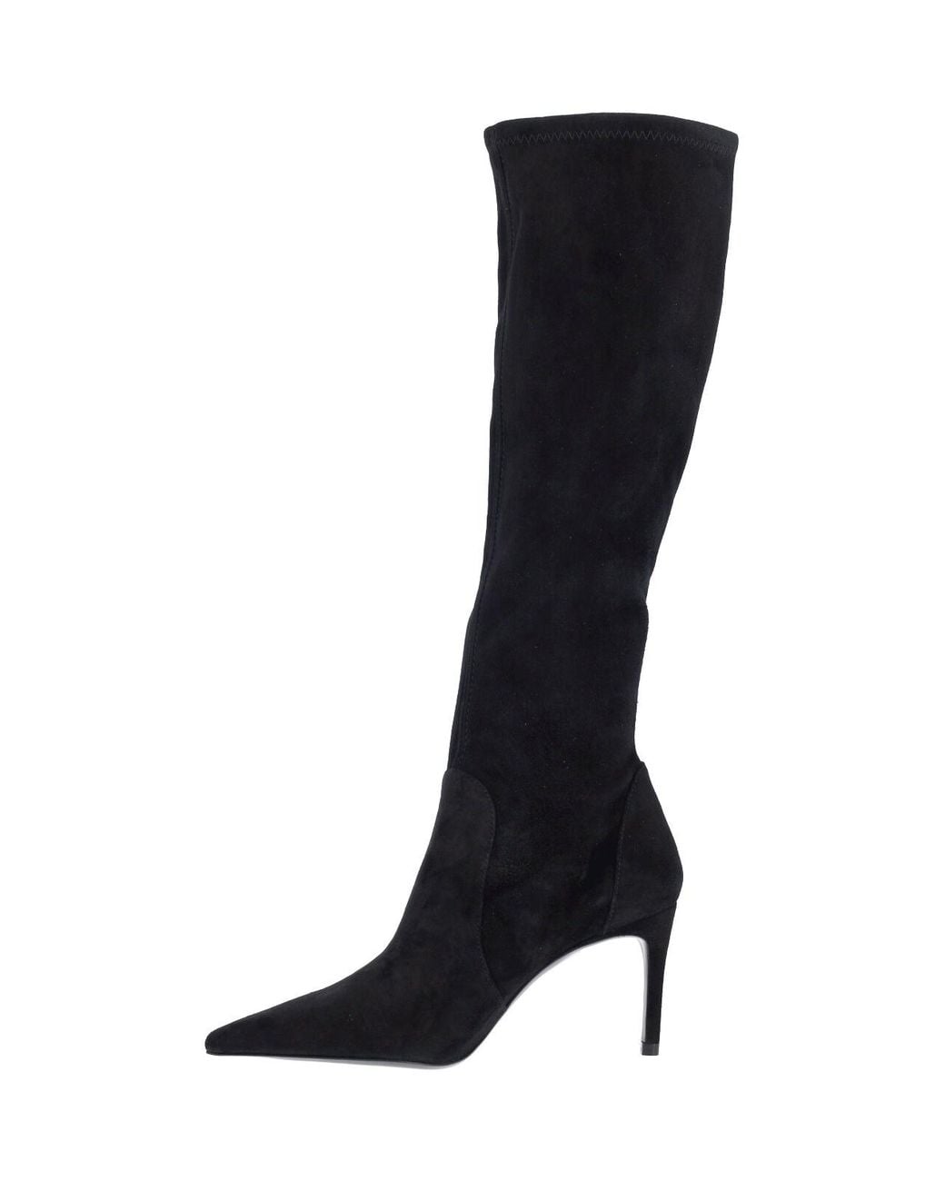 Stuart Weitzman Black Pointed Toe Knee-High Stiletto Boot