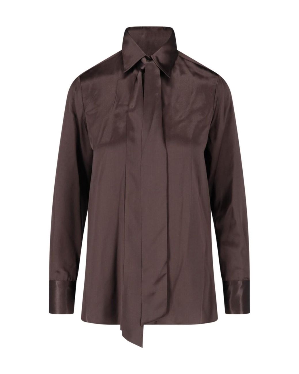 Kiton Brown Silk Button-Front Shirt For