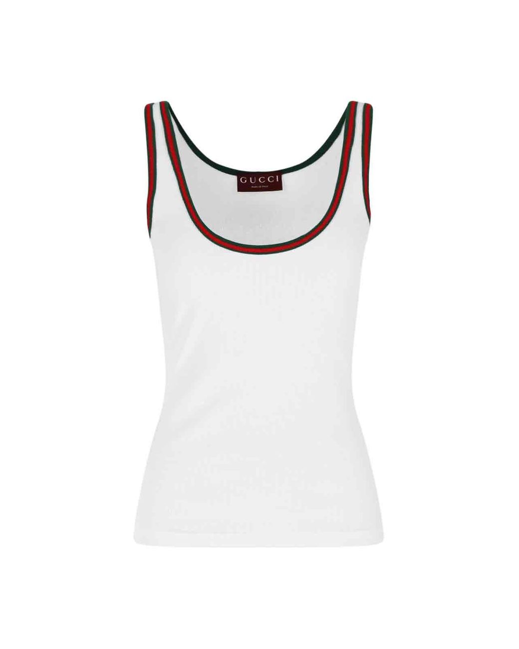 Gucci Web Detail Cotton Tank Top in White | Lyst