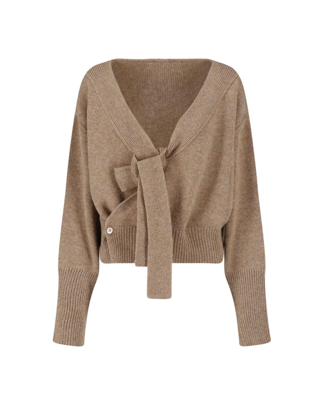 Ermanno Scervino Natural Cashmere Wrap-Front Cardigan Sweater
