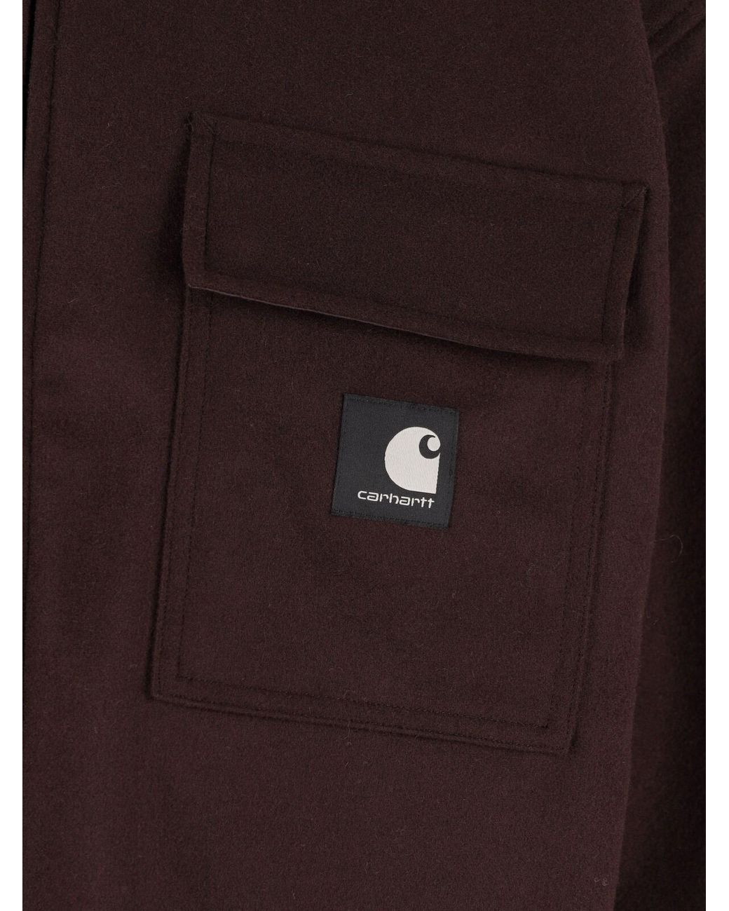 Carhartt Brown Wool Blend Zip Front Shirt Jacket for men
