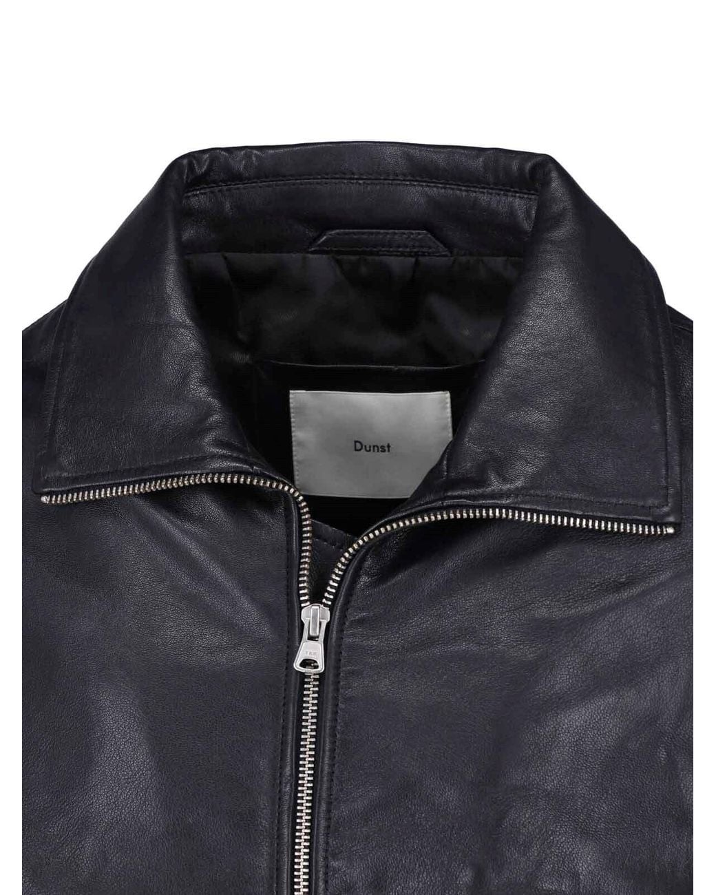 DUNST Black Leather Zip Jacket for men