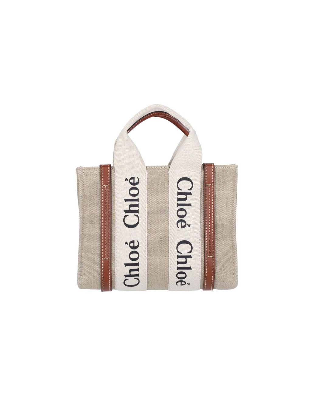 Chloé White Linen And Calf Leather Handbag