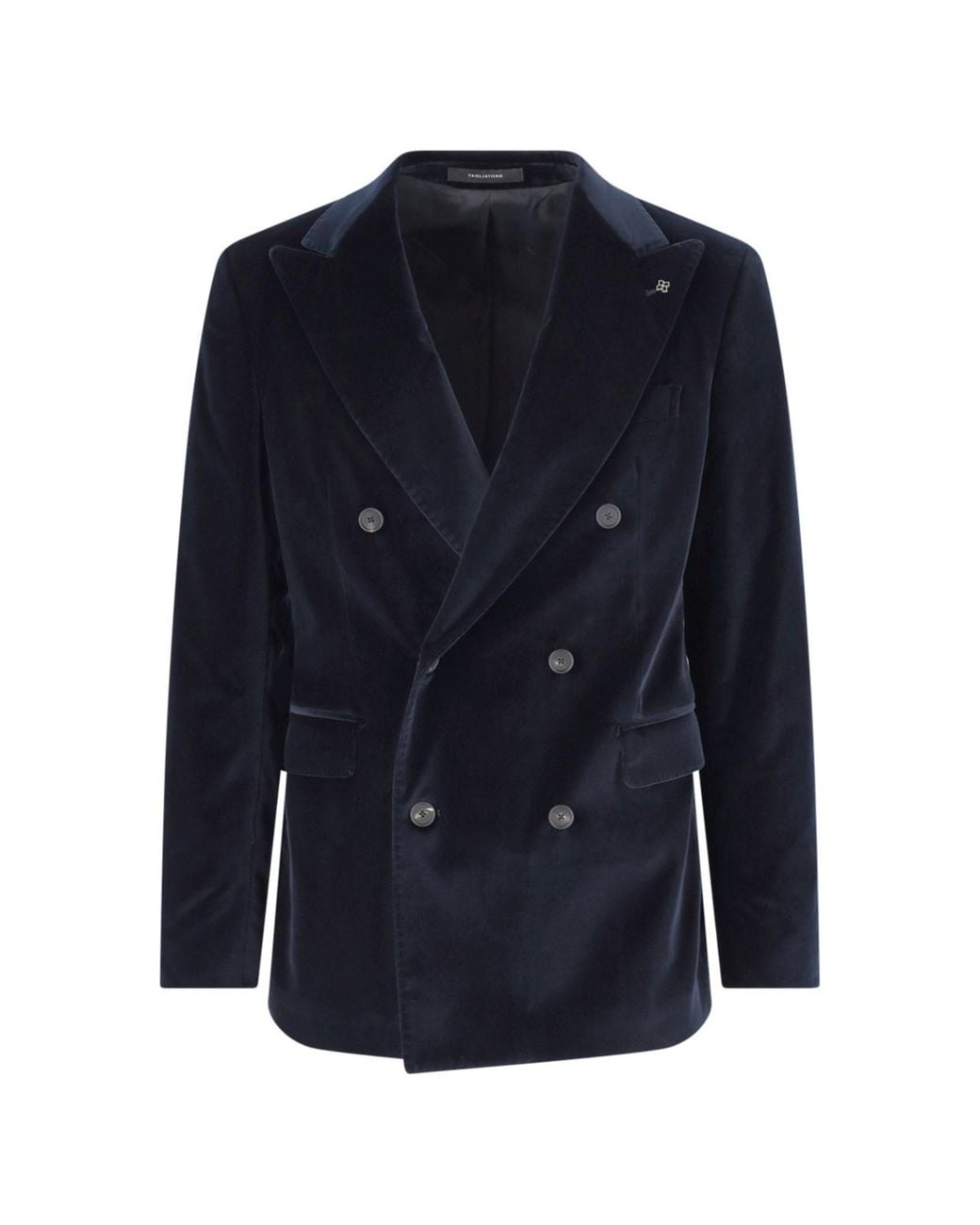 Tagliatore Blue Double-Breasted Velvet Blazer for men