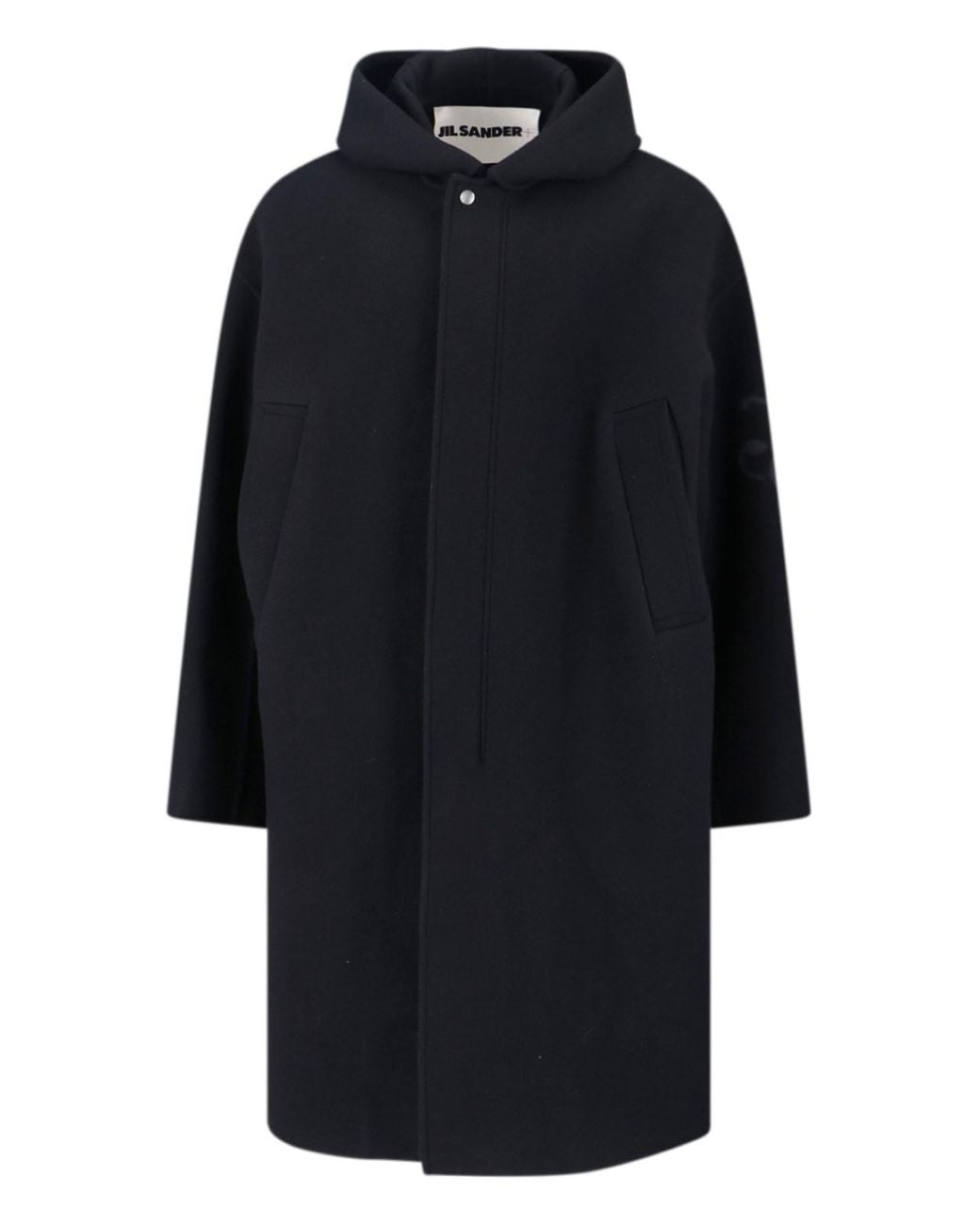 Jil Sander Blue Virgin Wool Coat With Logo Detail for men