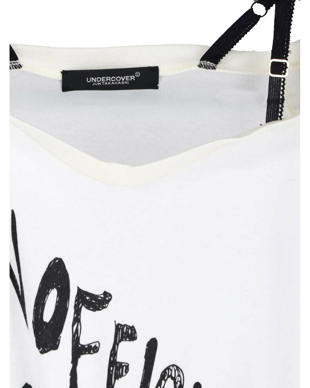 Undercover White Loose-Fitting Layered Detail Graphic Top