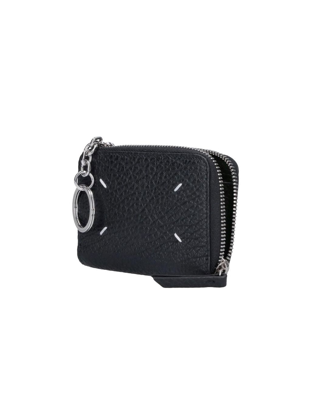 Maison Margiela Black Pebbled Leather Zip-Around Wallet