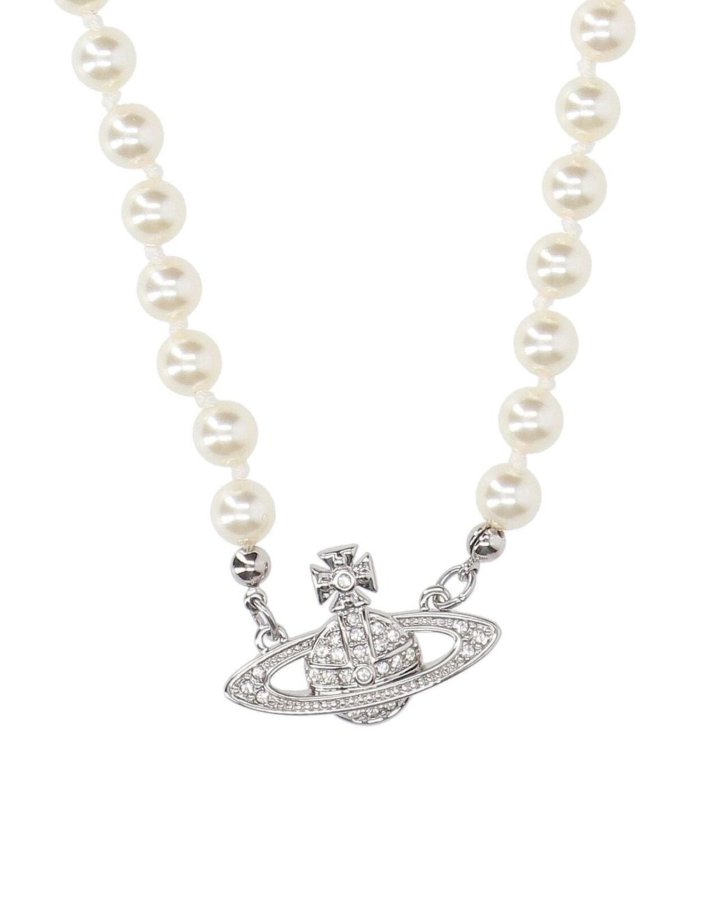 Vivienne Westwood White Necklace "Mini Bas Relief Pearl" for men