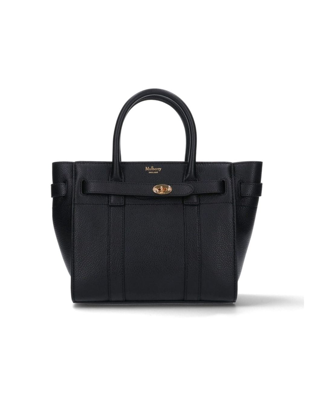 Mulberry Black Structured Leather Tote Bag With Top Handles
