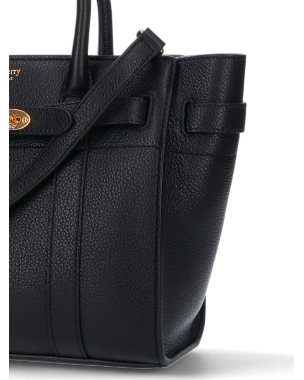 Mulberry Black Structured Leather Tote Bag With Top Handles