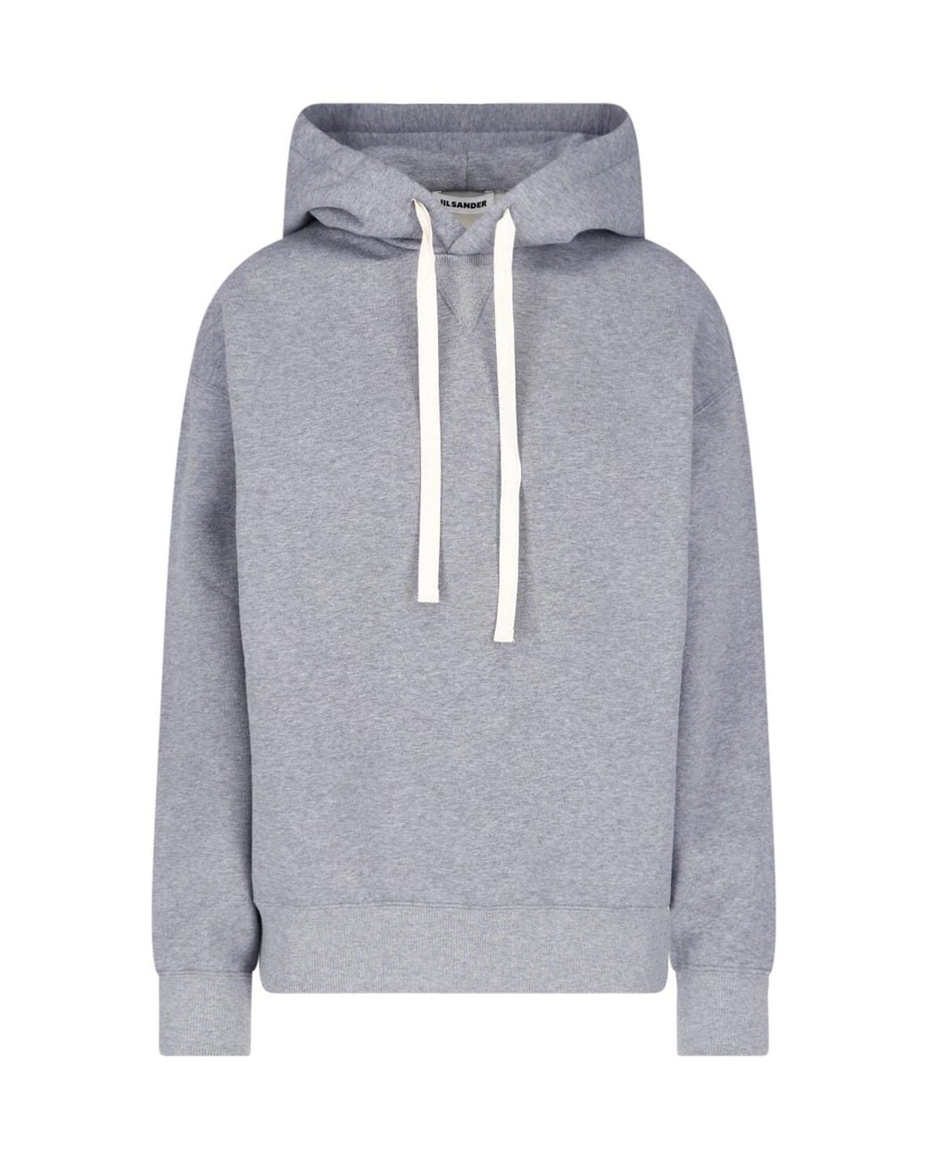 Jil Sander Gray Relaxed Fit Hooded Sweatshirt With Drawstring