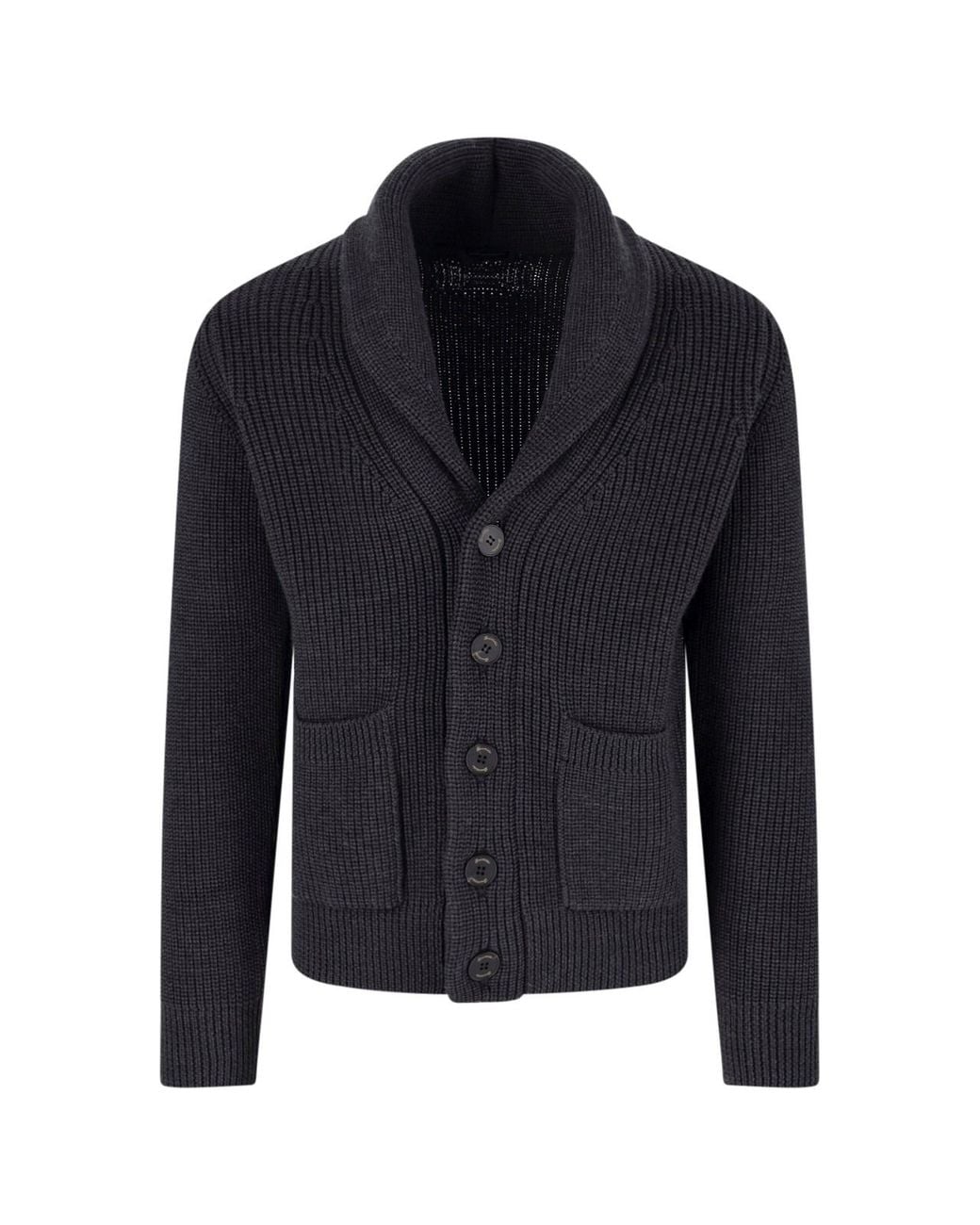 Drumohr Blue Merino Wool Cardigan for men