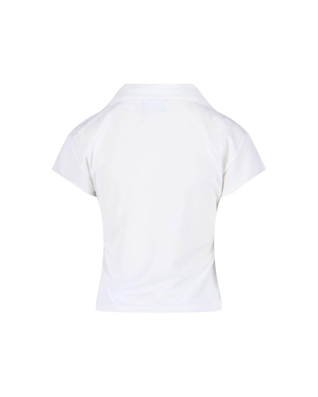 Courreges White Logo V-Neck Polo Shirt