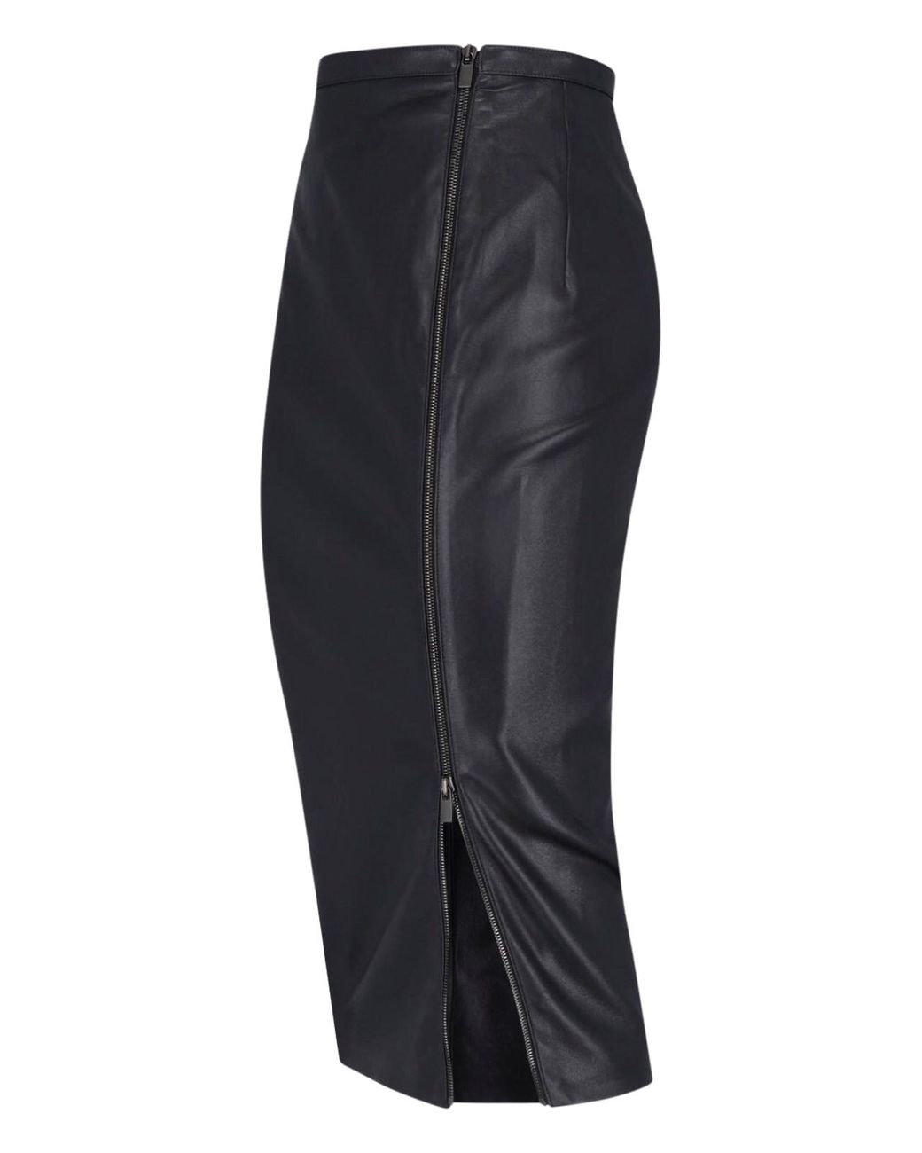 Gucci Gray Midi Lambskin Skirt