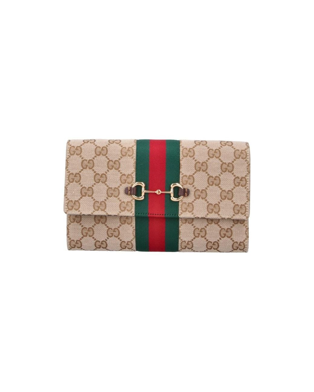 Gucci White Wallet With Shoulder Strap "Horsebit Web"