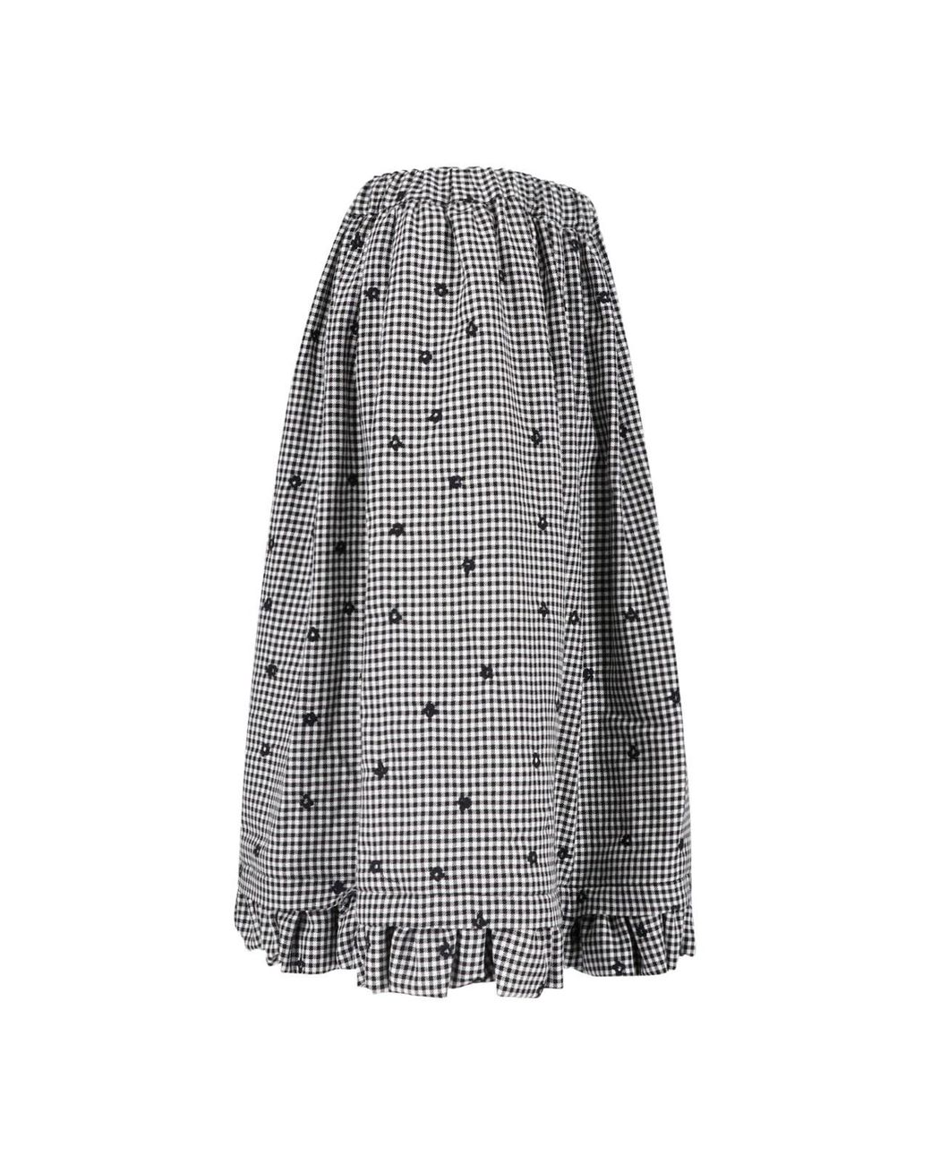 Comme des Garçons Gray Gingham Floral Mini Skirt