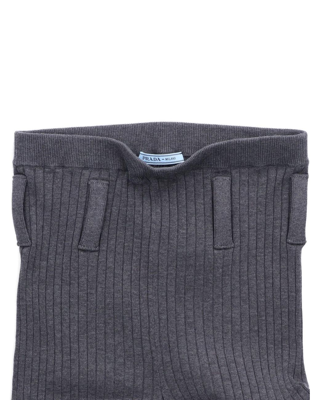 Prada Gray Ribbed Cotton Tights