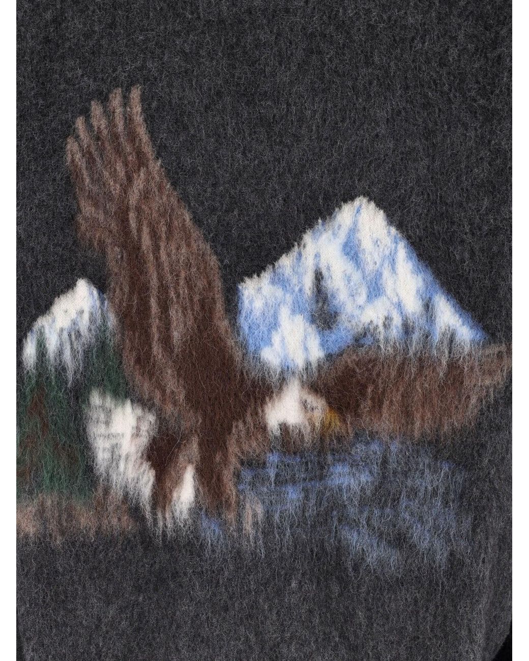 Maison Margiela Black Intarsia Knit Sweater With Eagle Design And Four Stitches for men