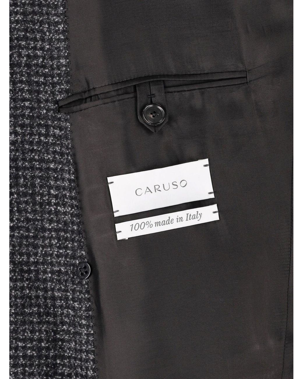 Caruso Black Double-Breasted Cashmere Coat for men