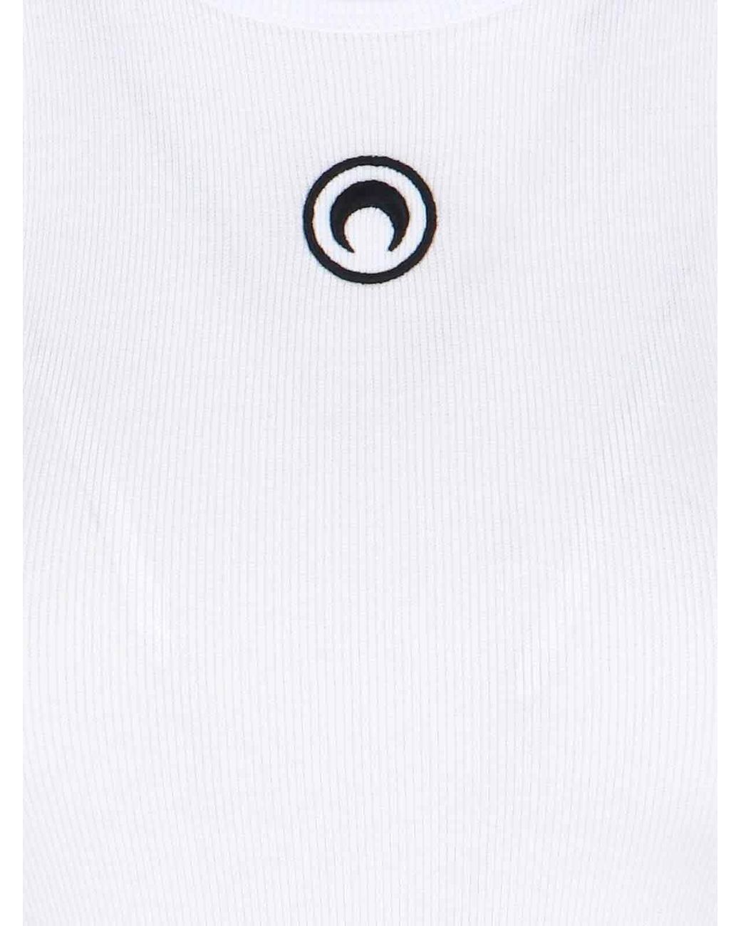 MARINE SERRE White Ribbed Tank Top Moon