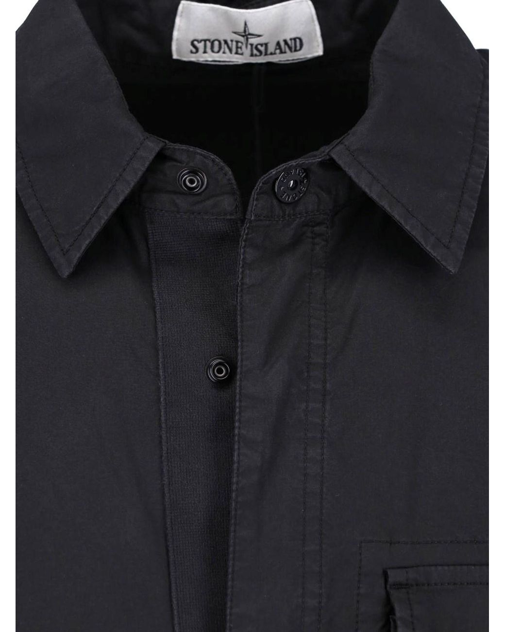 Stone Island Blue Cotton Button Shirt for men