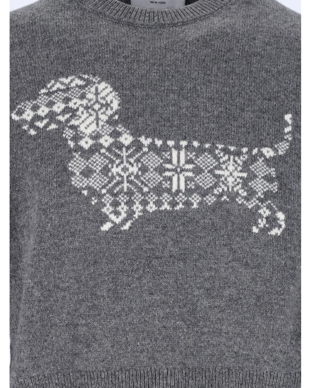 Thom Browne Gray Hector Wool Sweater for men