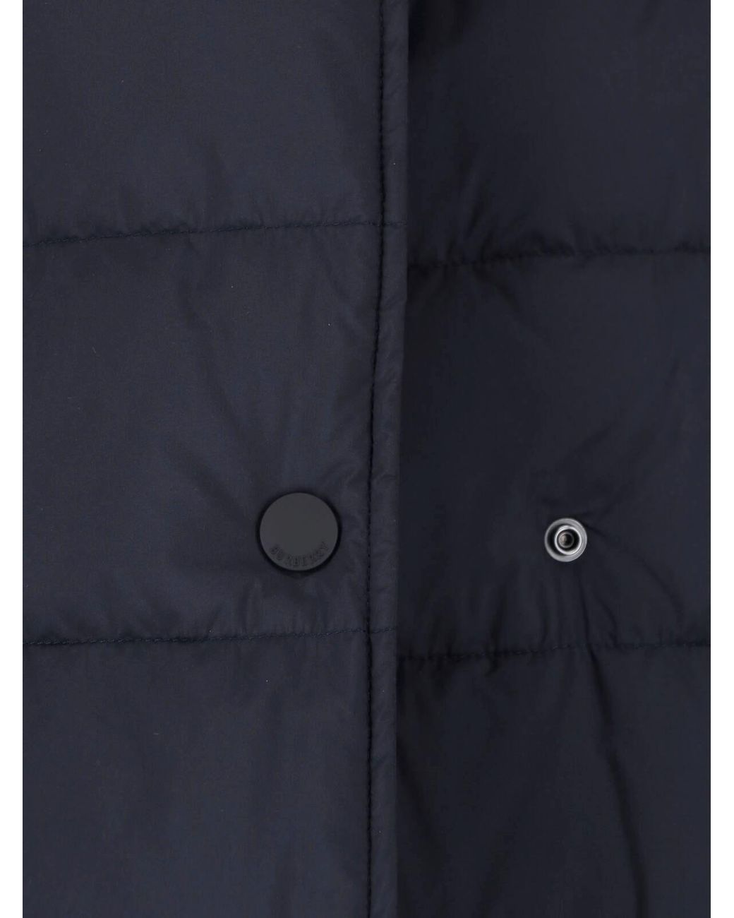 Burberry Blue Long Quilted Hooded Puffer Coat With Belt