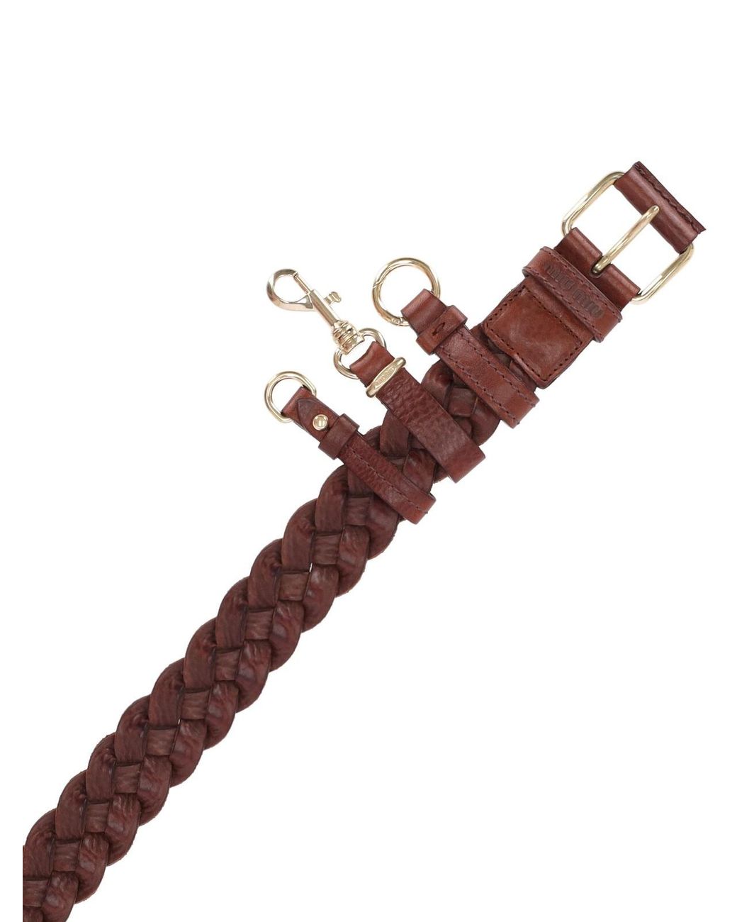 Miu Miu Brown Woven Leather Belt