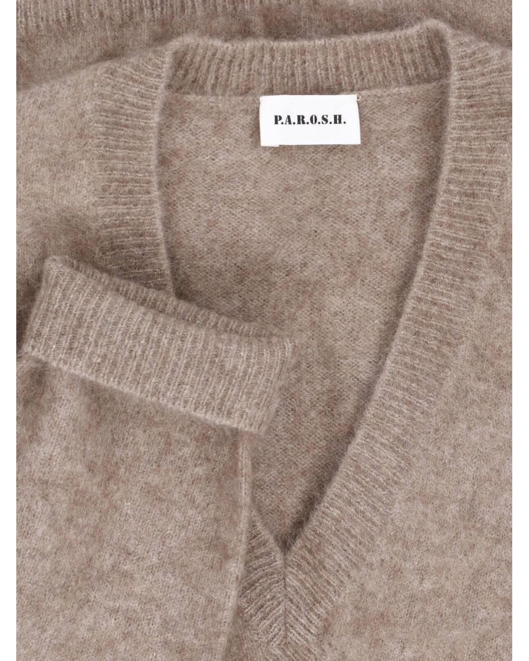 P.A.R.O.S.H. Brown V-Neck Wool Blend Sweater