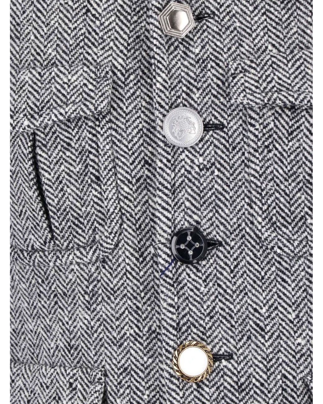 Junya Watanabe Gray Herringbone Wool Blazer Jacket for men