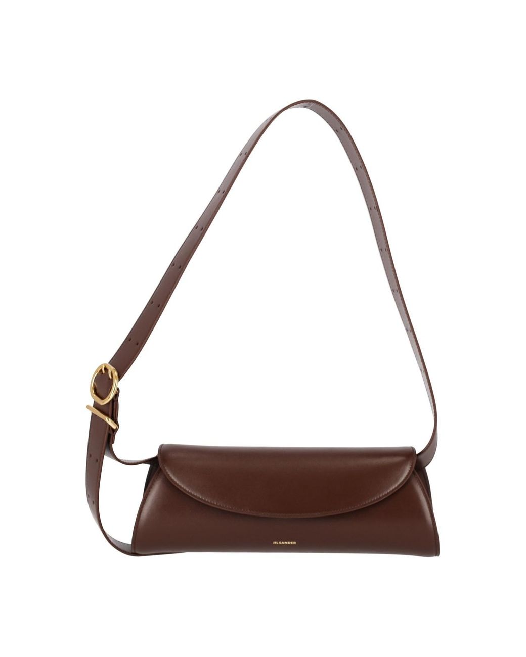 Jil Sander Brown Leather Shoulder Bag With Flap