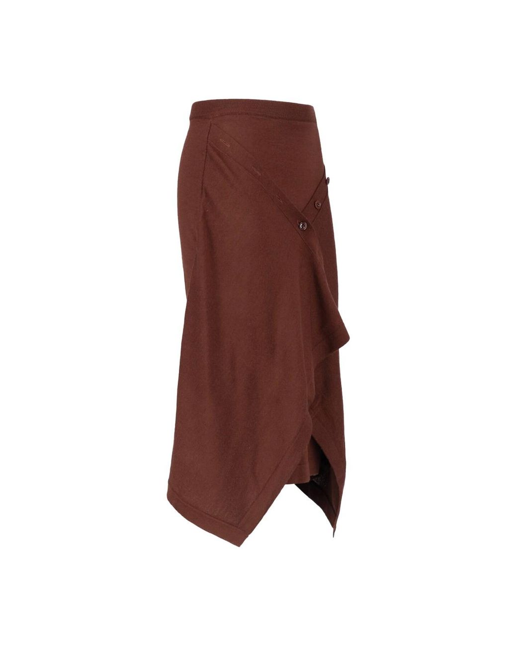Lemaire Brown Asymmetric Wrap-Front Midi Skirt