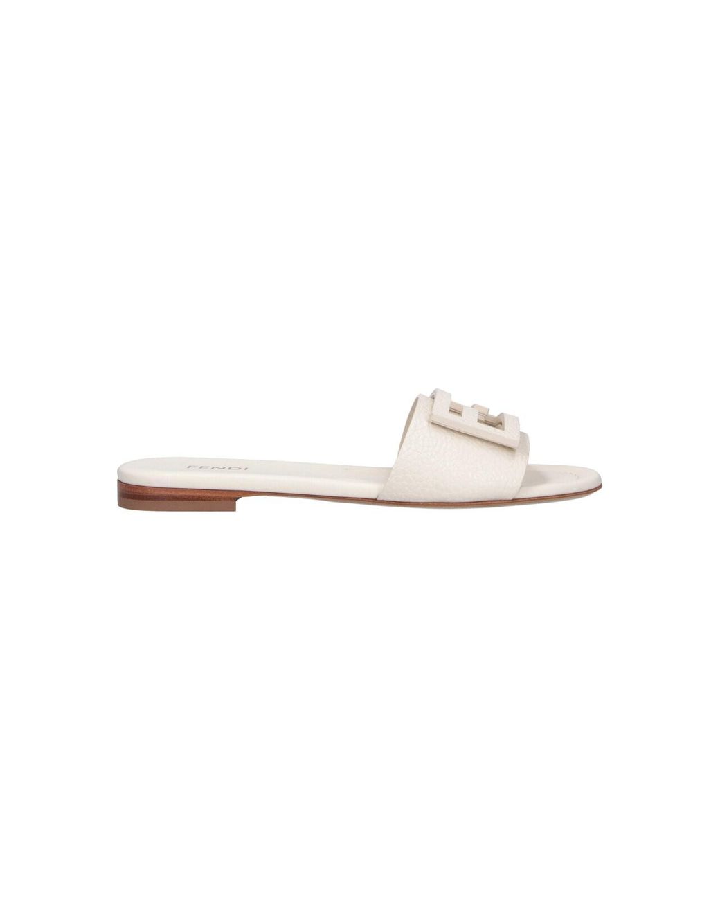 Fendi White Slides Sandals "Baguette"