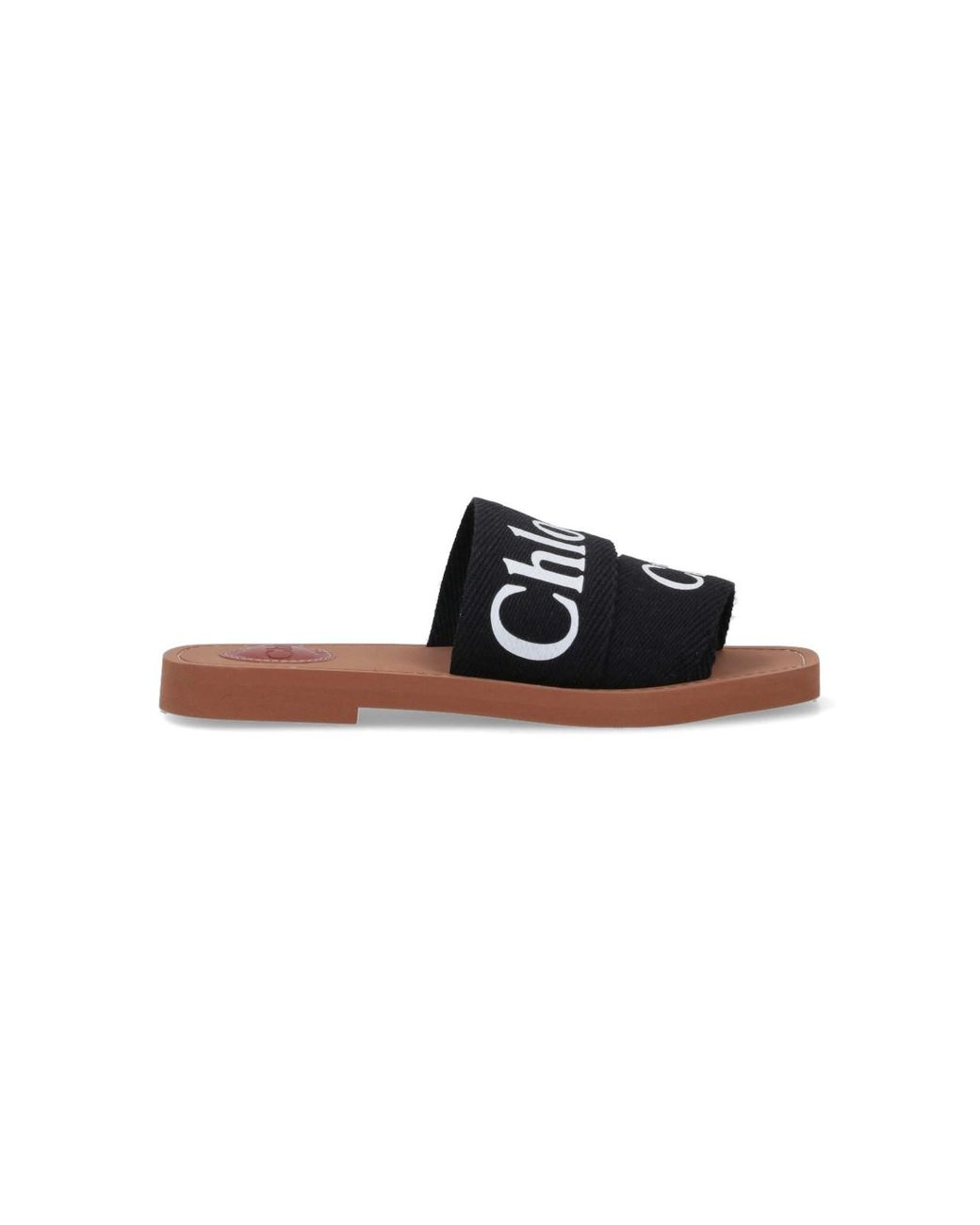 Chloé Black Linen Mini Sandals With Cushioned Footbed