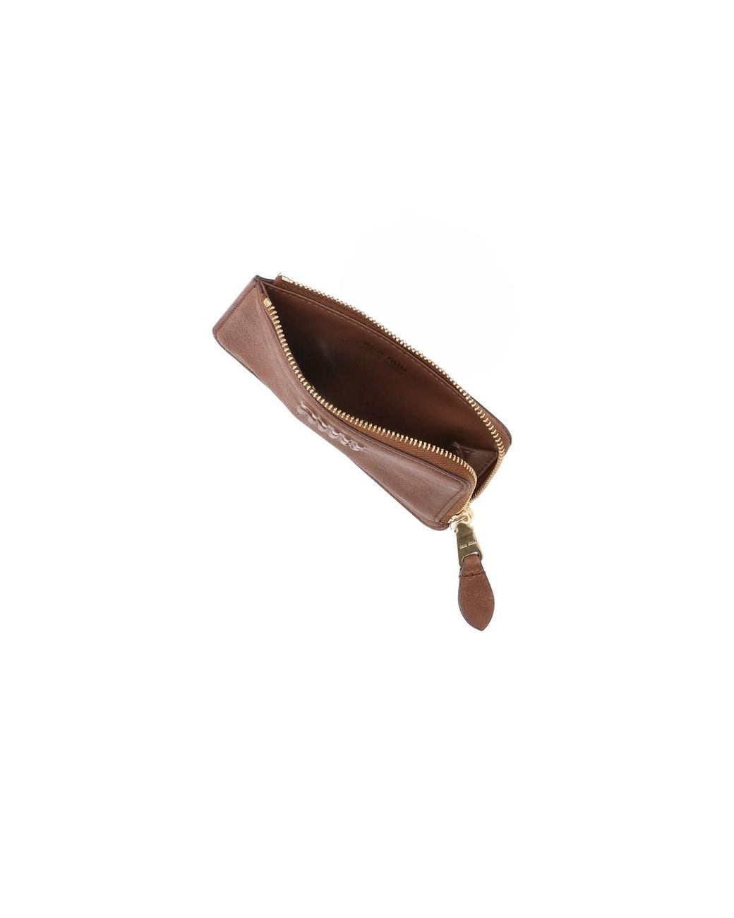 Miu Miu Brown Leather Zip Card Holder