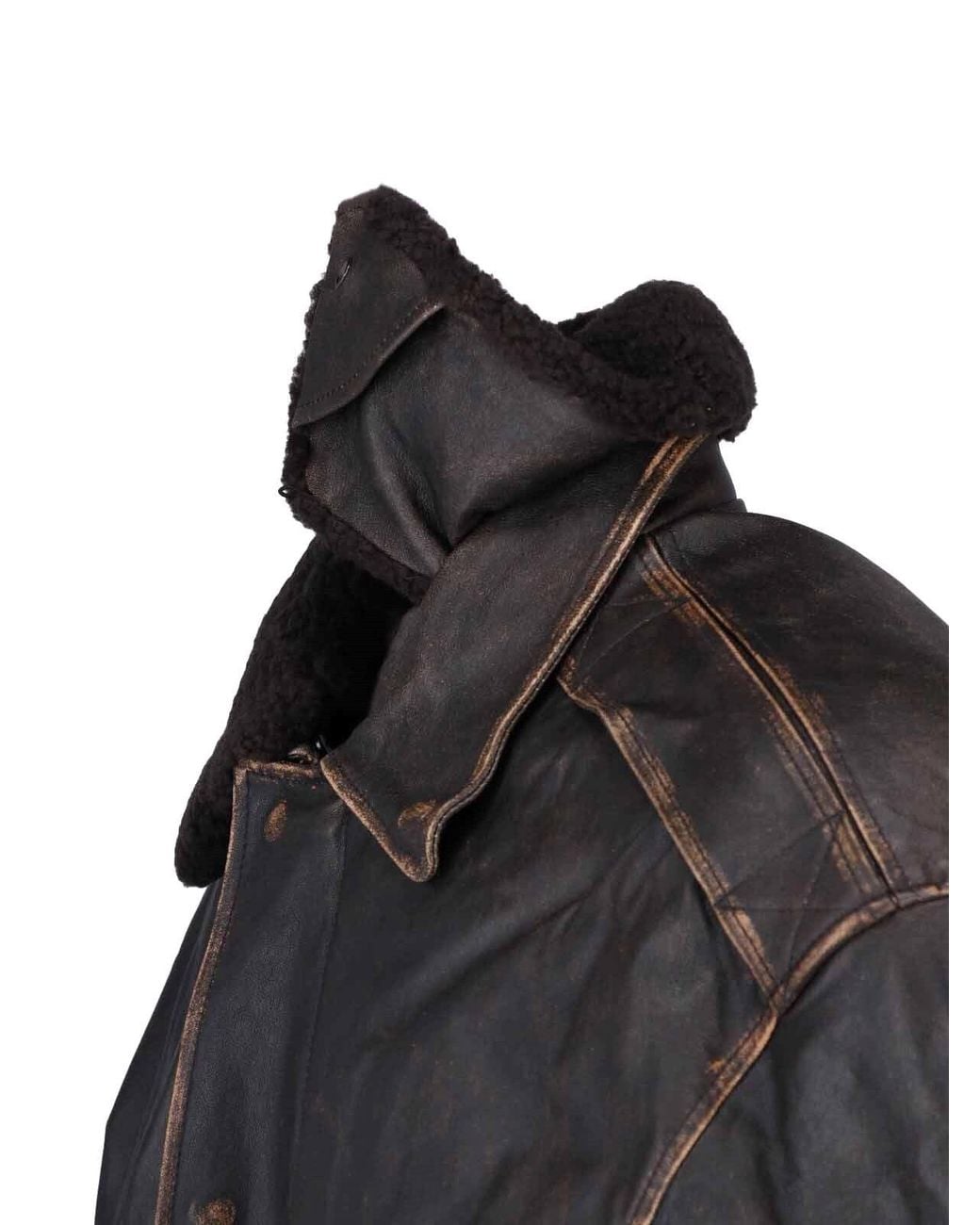 DUNST Black Leather Bomber Jacket for men