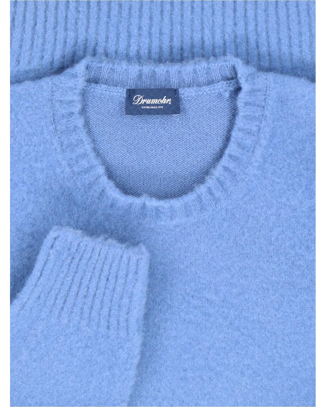Drumohr Blue Cashmere Sweater for men