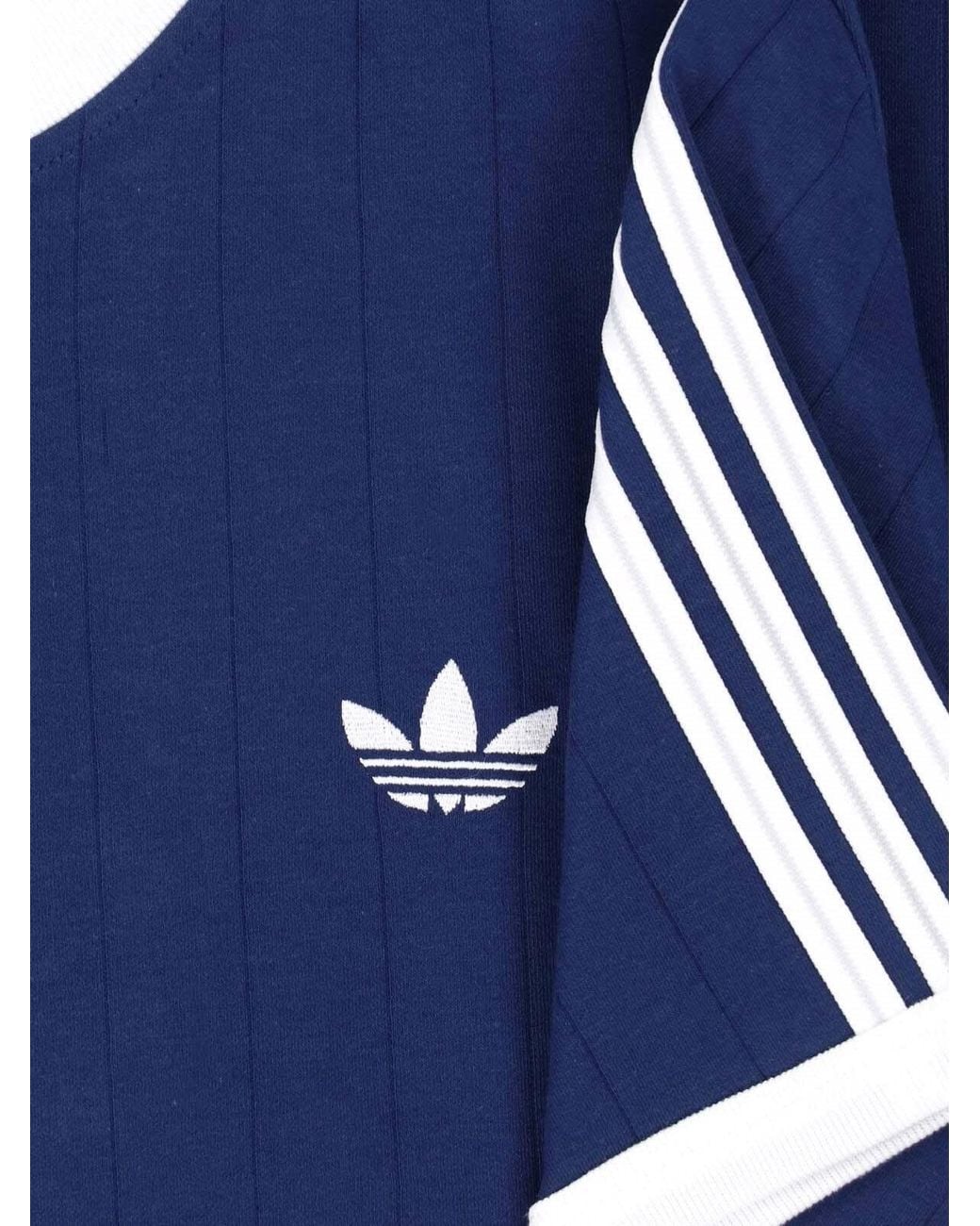 Adidas Blue Crew Neck Striped Short Sleeve T-Shirt for men