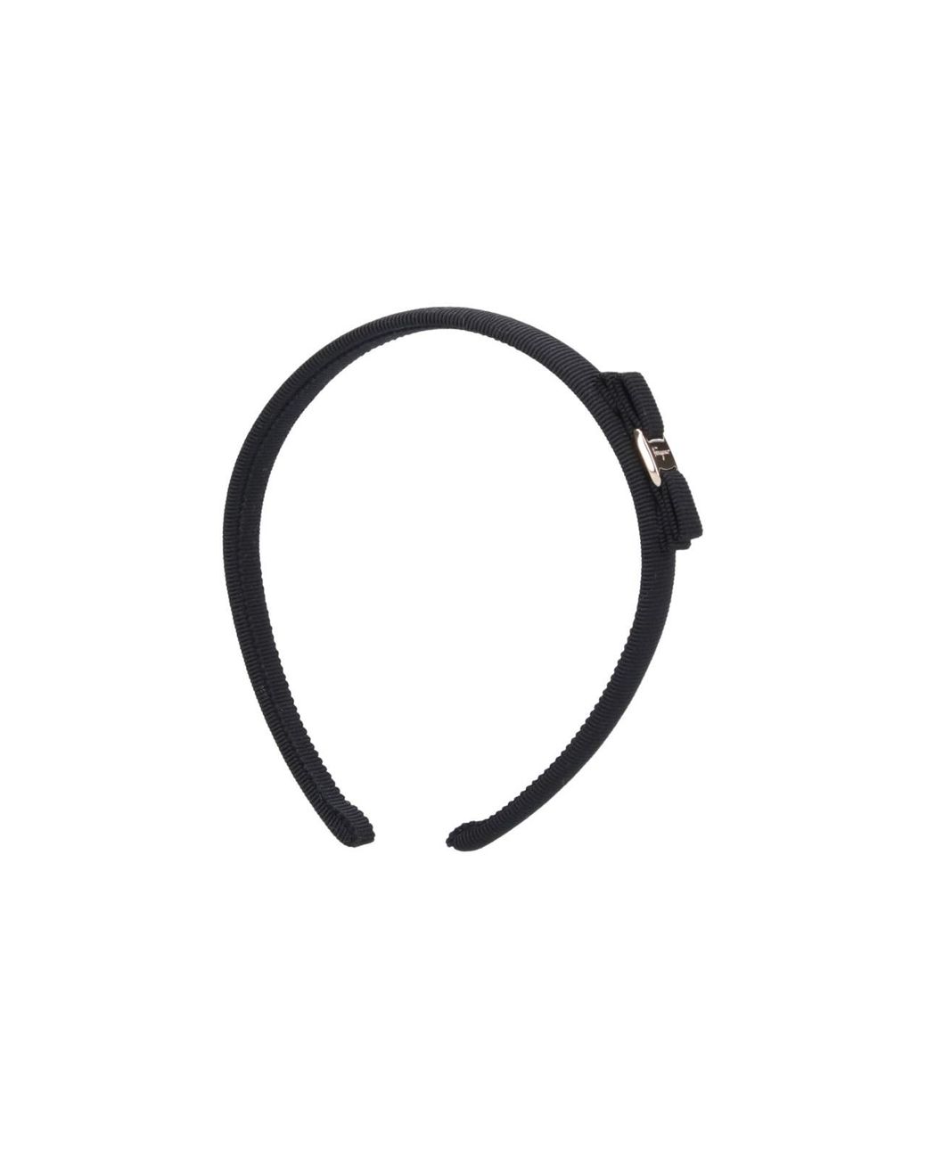 Ferragamo Blue Ribbed Headband With Bow Accent