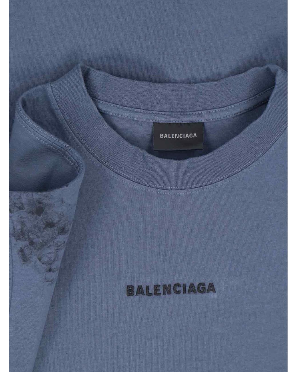 Balenciaga Blue Medium Fit T-Shirt for men
