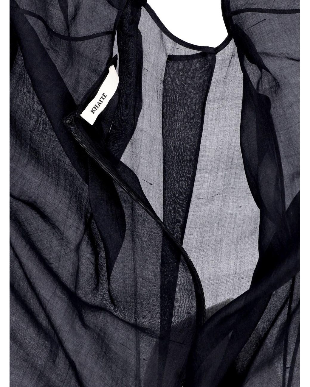 Khaite Black Sheer Asymmetric Draped Top
