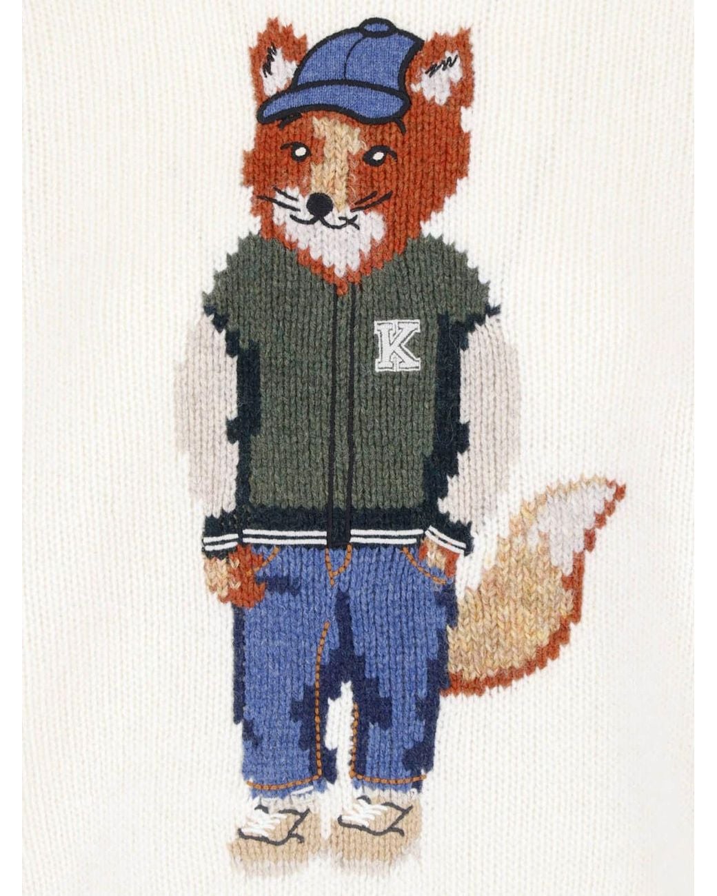 Maison Kitsuné White Sweater “Dressed Fox”