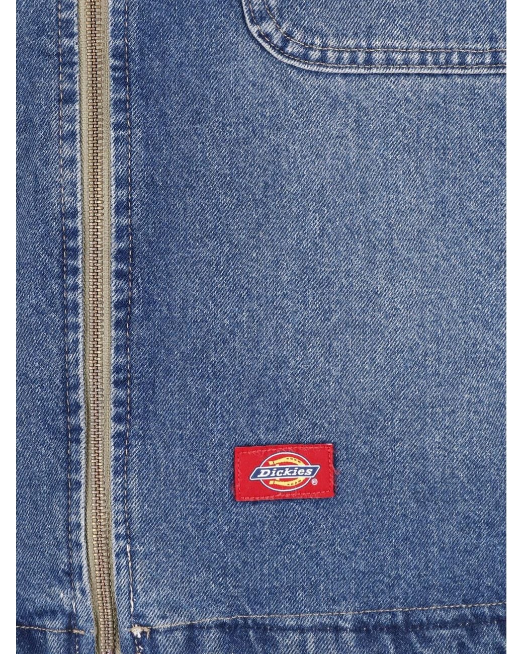 Dickies Blue Denim Zip-Up Jacket With Corduroy Collar for men
