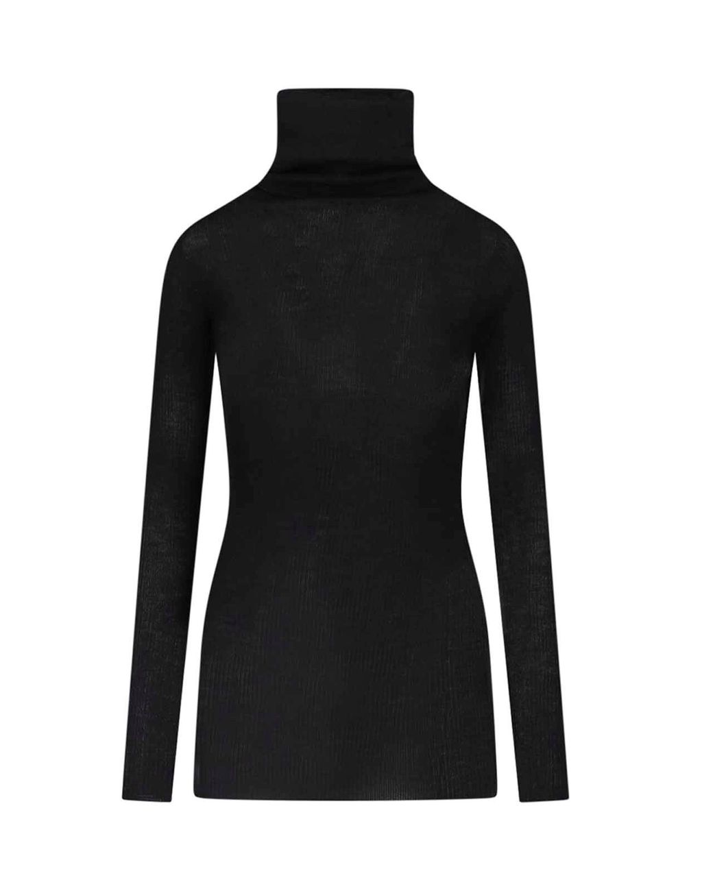 Rick Owens Black High-Neck Wool Sweater