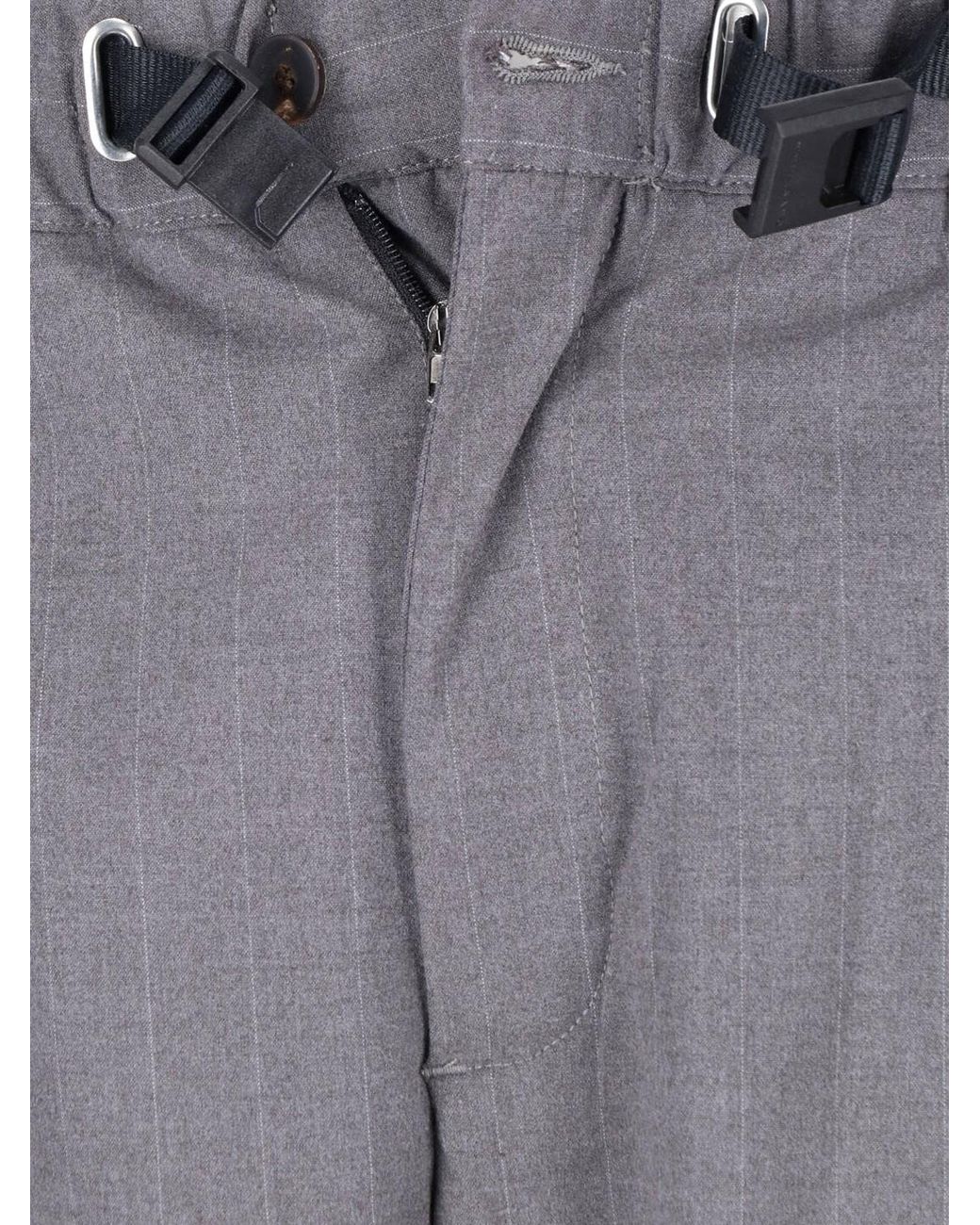 White Sand Gray Straight-Leg Belt Trousers for men