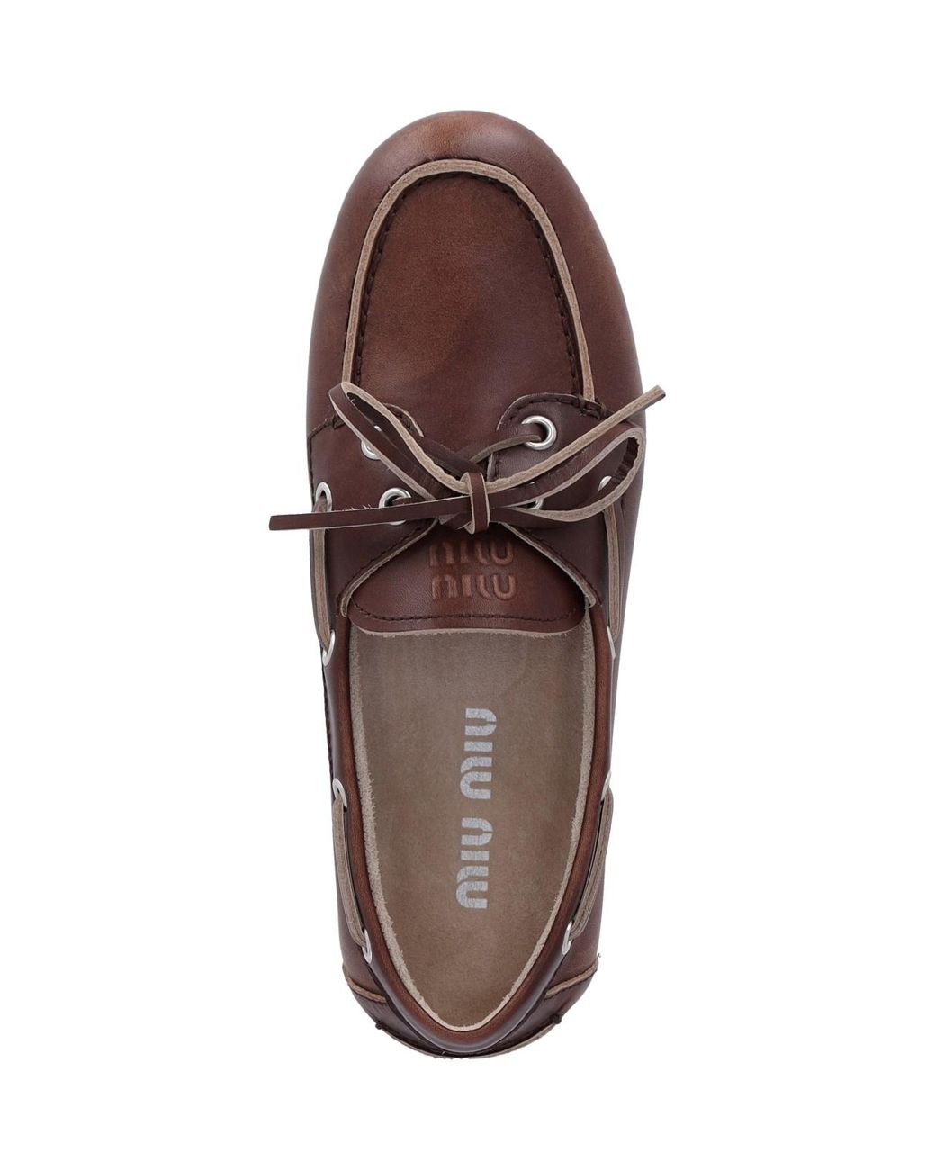 Miu Miu Brown Logo Loafers